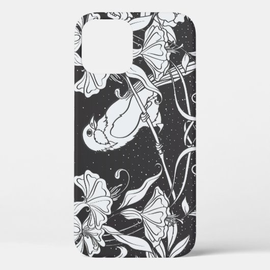 Dekorative Blume Bird Nouveau Poster Case-Mate iPhone Hülle (Rückseite)
