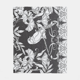 Dekorative Blume Bird Nouveau Poster Fleecedecke