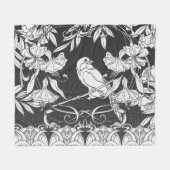 Dekorative Blume Bird Nouveau Poster Fleecedecke (Vorderseite (Horizontal))