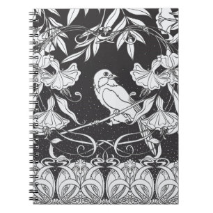 Dekorative Blume Bird Nouveau Poster Notizblock
