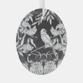 Dekorative Blume Bird Nouveau Poster Ornament Aus Glas (Vorderseite Rechts)