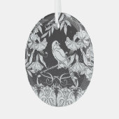 Dekorative Blume Bird Nouveau Poster Ornament Aus Glas (Vorderseite links)