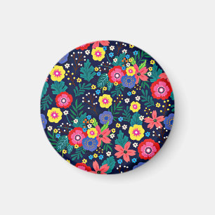 Dekorative Blume Blätter Schwarzer Hintergrund Magnet