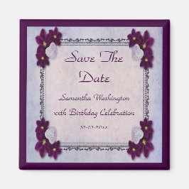 Dekorative Blume & Herzen - Geburtstag Save the Da Magnet