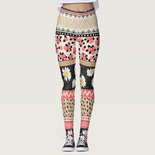 Dekorative Blume: Muster für Fliesen Leggings (Vorderseite)