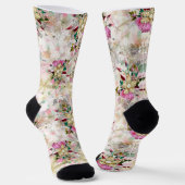Dekorative Blume nahtlos mit gelber Perle Socken (Gewinkelt)