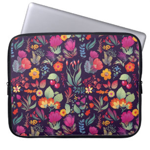 Dekorative Blume: Nahtlose Vintage Doodle Laptopschutzhülle