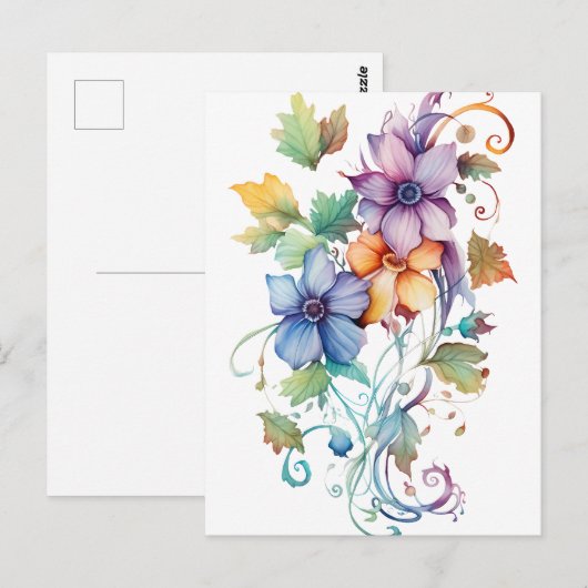 Dekorative Blume Postkarte (Vorne/Hinten)