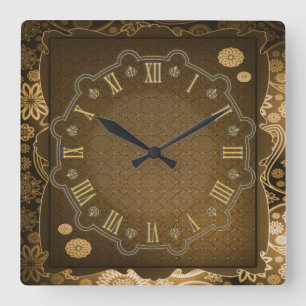 Dekorative Blume Quadratische Wanduhr