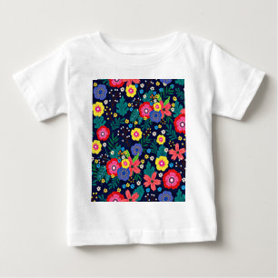 Dekorative Blume und Blätter, Muster-48675 Baby T-shirt