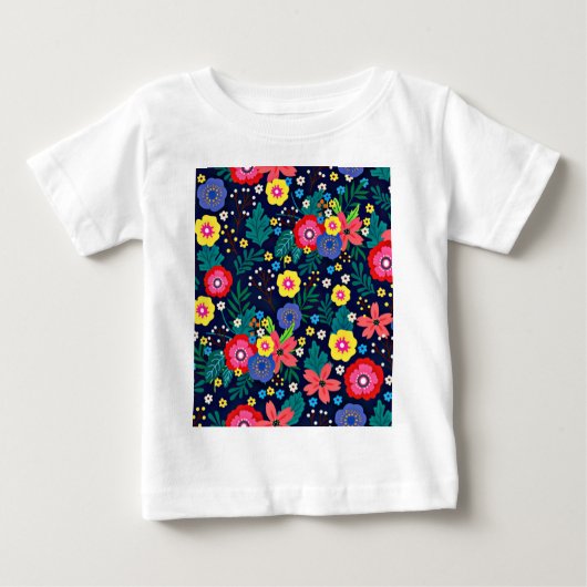 Dekorative Blume und Blätter, Muster-48675 Baby T-shirt (Vorderseite)