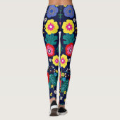 Dekorative Blume und Blätter, Muster-48675 Leggings (Rückseite)