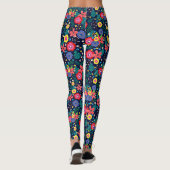 Dekorative Blume und Blätter, Muster-48675 Leggings (Rückseite)