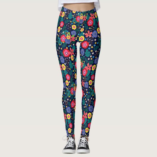 Dekorative Blume und Blätter, Muster-48675 Leggings (Vorderseite)