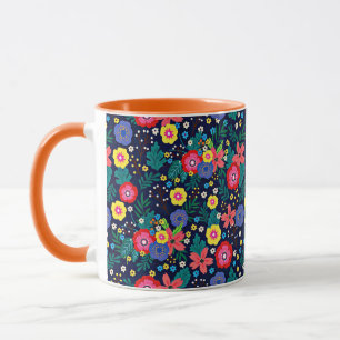 Dekorative Blume und Blätter, Muster-48675 Tasse
