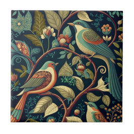 Dekorative Blume und Vögel Fliese