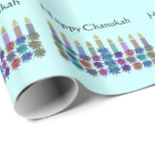 Dekorative Blumen Chanukah Menorah Geschenkpapier (Rolleneckpunkt)