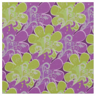 Dekorative Blumen (Grün und Lila) Stoff