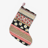 Dekorative Blumen: Patchwork-Fliesen-Muster Kleiner Weihnachtsstrumpf (Vorderansicht (hängend))