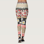 Dekorative Blumen: Patchwork-Fliesen-Muster Leggings (Rückseite)