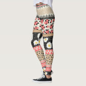 Dekorative Blumen: Patchwork-Fliesen-Muster Leggings (Links)