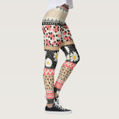 Dekorative Blumen: Patchwork-Fliesen-Muster Leggings (Rechts)