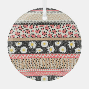 Dekorative Blumen: Patchwork-Fliesen-Muster Ornament Aus Glas