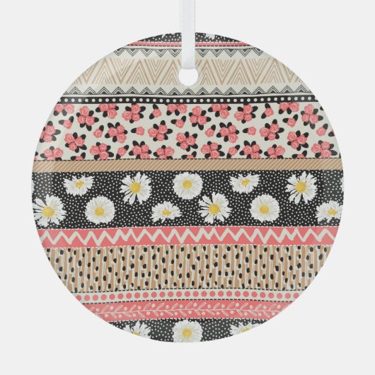 Dekorative Blumen: Patchwork-Fliesen-Muster Ornament Aus Glas (Vorderseite)
