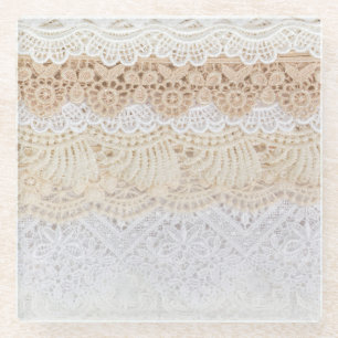 Dekorative Blumen-Spitze: Elegante Kollektion Glasuntersetzer