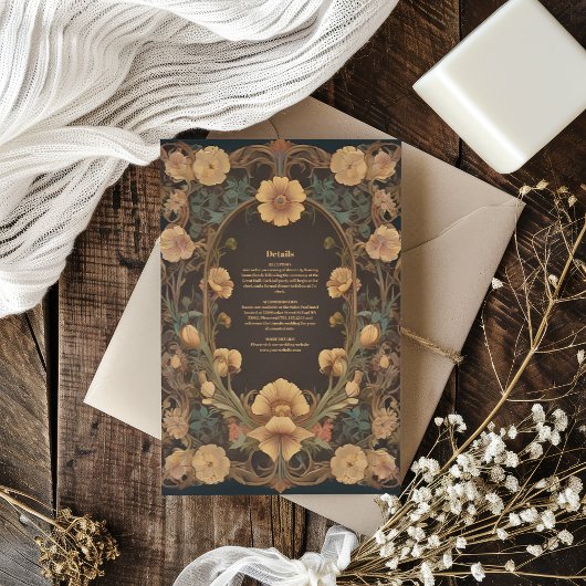 Dekorative Blumenhochzeit im Jugendstil Begleitkarte