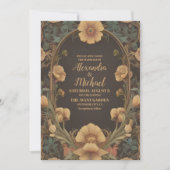 Dekorative Blumenhochzeit im Jugendstil Einladung (Vorderseite)
