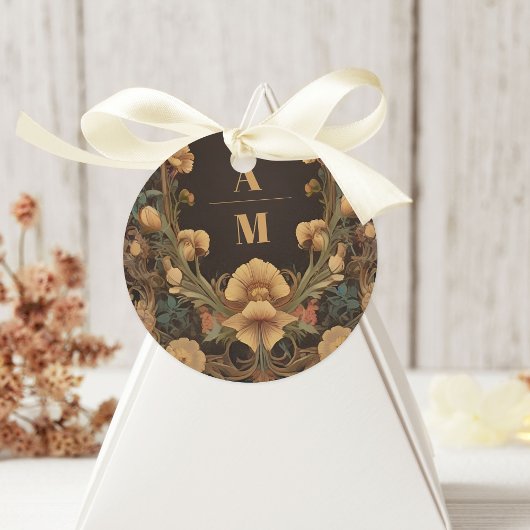 Dekorative Blumenhochzeit im Jugendstil Runder Aufkleber