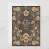 Dekorative Blumenhochzeit im Jugendstil Save The Date (Vorderseite)