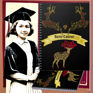 Dekorative Blumenmotif Stag Hirsche Familie in der Notizblock