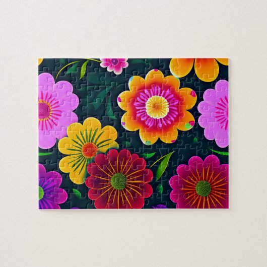 Dekorative Blumenmuster Farbige Blume Puzzle (Horizontal)