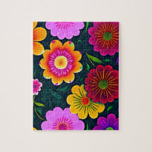Dekorative Blumenmuster Farbige Blume Puzzle