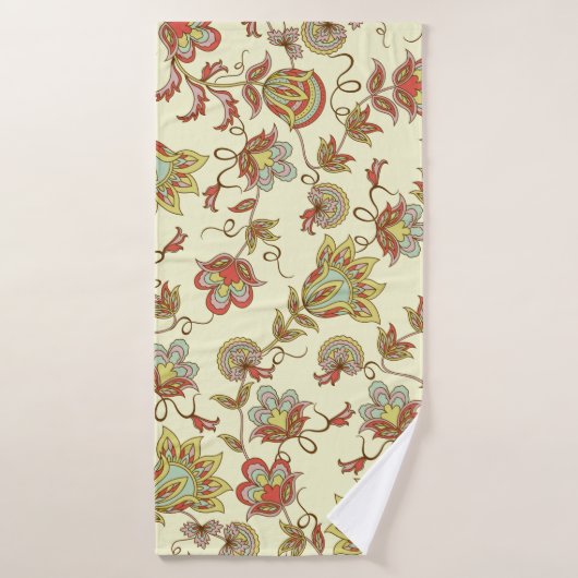 Dekorative Blumenmuster mit zarten Pflanze  Badehandtuch (Badehandtuch)
