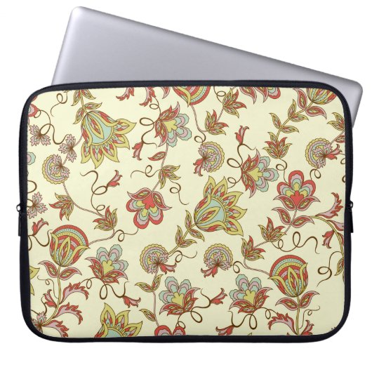 Dekorative Blumenmuster mit zarten Pflanze von Laptopschutzhülle (Vorderseite)