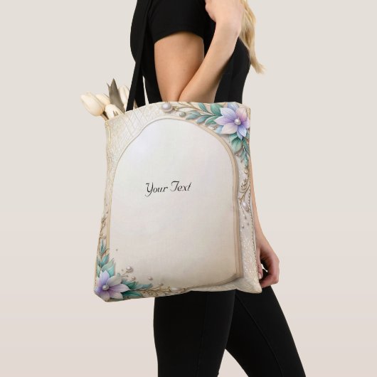 Dekorative Blumenrahmenschultertasche mit Perlen Tasche (Von Nahem)