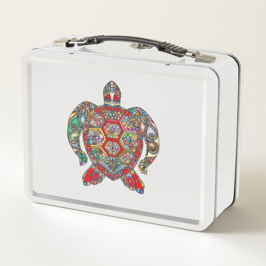 Dekorative Blumenzierkunst der Meeresschildkröte Metall Brotdose (Rückseite)