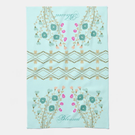 Dekorative Blüte mit Muster betont Geschirrtuch (Vertikal)