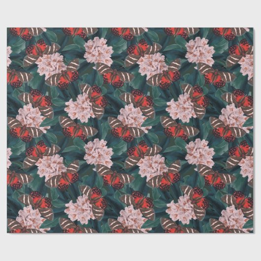 Dekorative Blüten/Schmetterlinge Geschenkpapier (Flach)