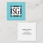 Dekorative Box 02 - Initialen - Robin Egg Blue Quadratische Visitenkarte (Vorne/Hinten)