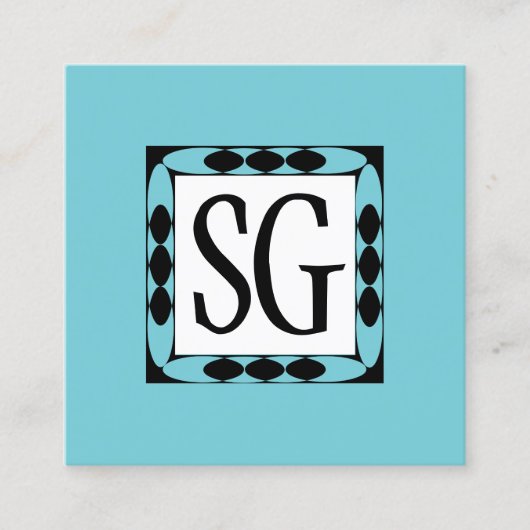 Dekorative Box 02 - Initialen - Robin Egg Blue Quadratische Visitenkarte (Vorderseite)