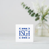 Dekorative Box 02 - Initials - Navy Blue Quadratische Visitenkarte (Stehend Vorderseite)