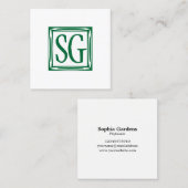 Dekorative Box - Initialen - Forest Green Quadratische Visitenkarte (Vorne/Hinten)