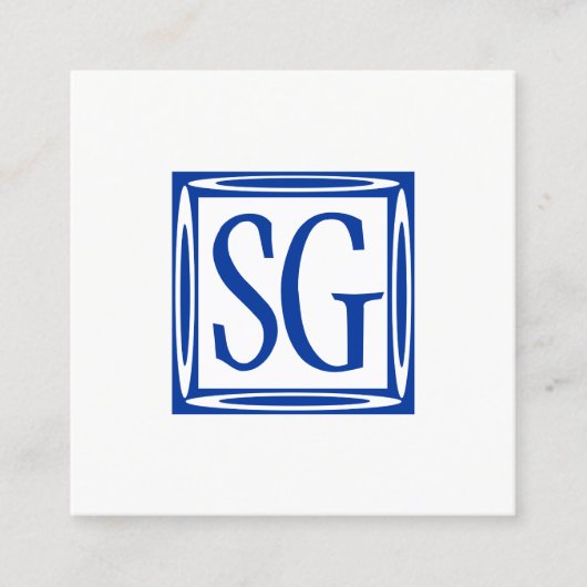 Dekorative Box - Initials - Nave Blue Quadratische Visitenkarte (Vorderseite)