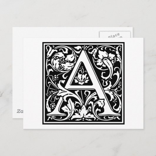 Dekorative Buchstabe-Initiale "A" Postkarte (Vorne/Hinten)