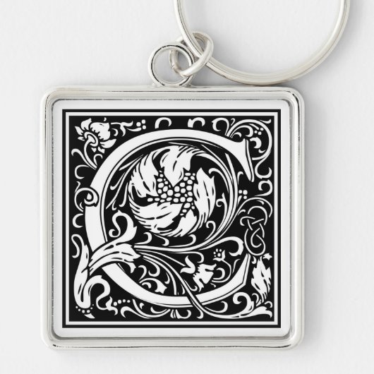 Dekorative Buchstabe-Initiale "C" Schlüsselanhänger (Vorne)