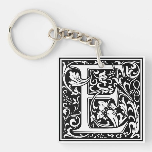 Dekorative Buchstabe-Initiale "E" Schlüsselanhänger (Vorderseite)